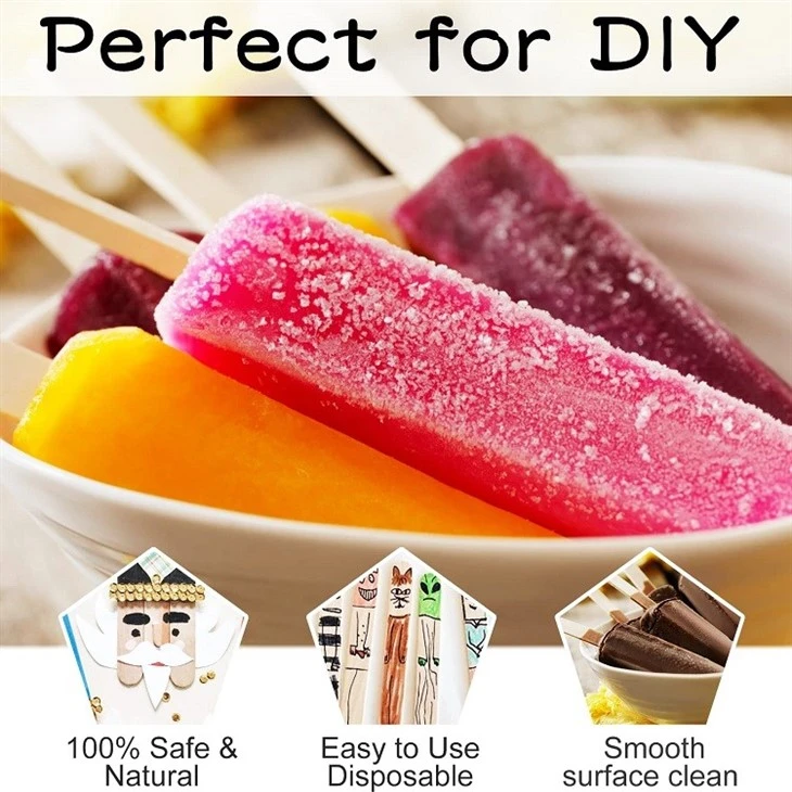 Disposable Wooden Colorful Craft Ice Cream Sticks